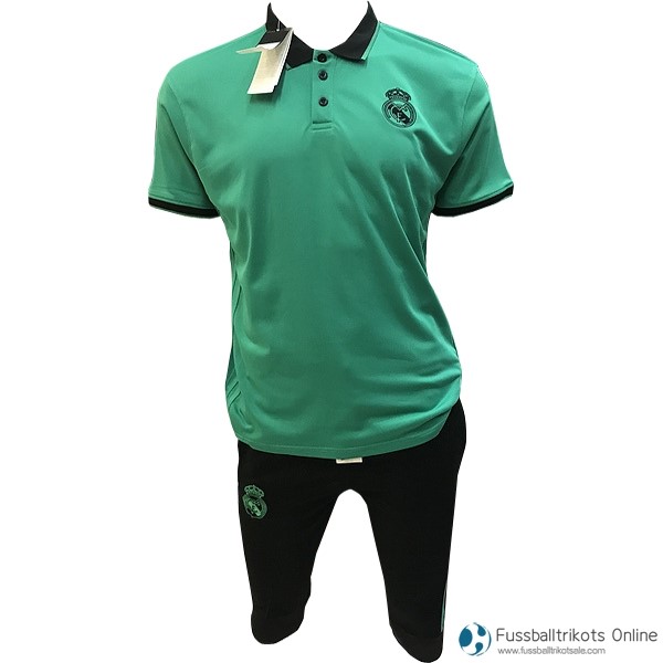 Real Madrid Polo Set Komplett 2017-18 Grün Schwarz Fussballtrikots Günstig